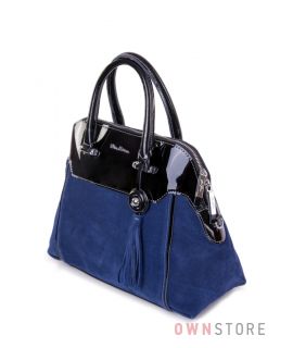 Купить женскую сумку Velina Fabbiano из синей замши - арт.523624-2